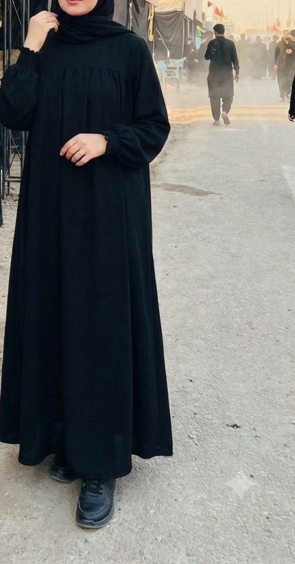 مانتو عبایی زنانه.. مناسب پیاده روی اربعین.. جنس شانتون.. جیب در پهلو