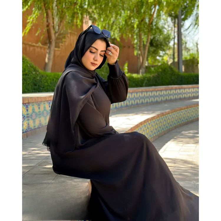 مانتو عبایی زنانه.. جنس الیزه.. شانتون.. حریر اسود.. سایز بندی