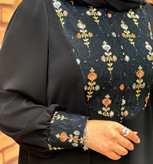 مانتو عبایی زنانه.. مدل نغمه.. استین دار.. جنس الیزه.. خرج کار سوزن دوزی